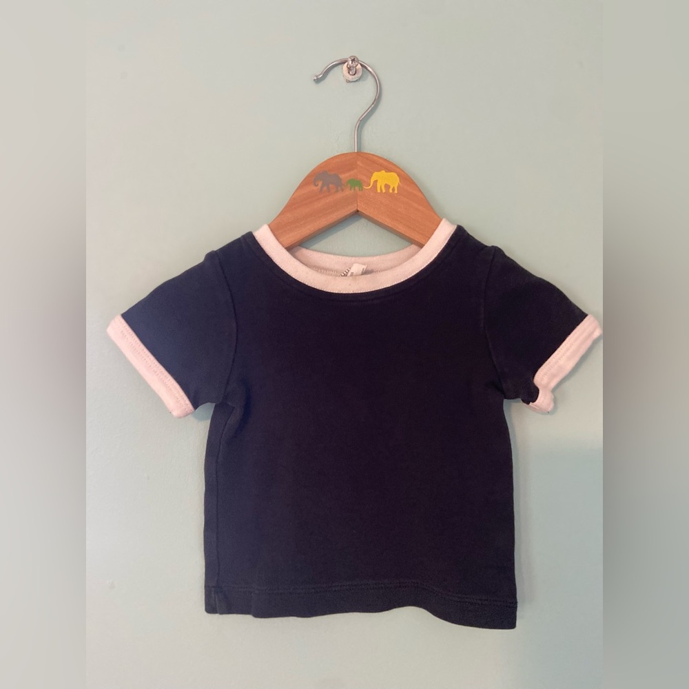 Kate Quinn black and white ringer tee